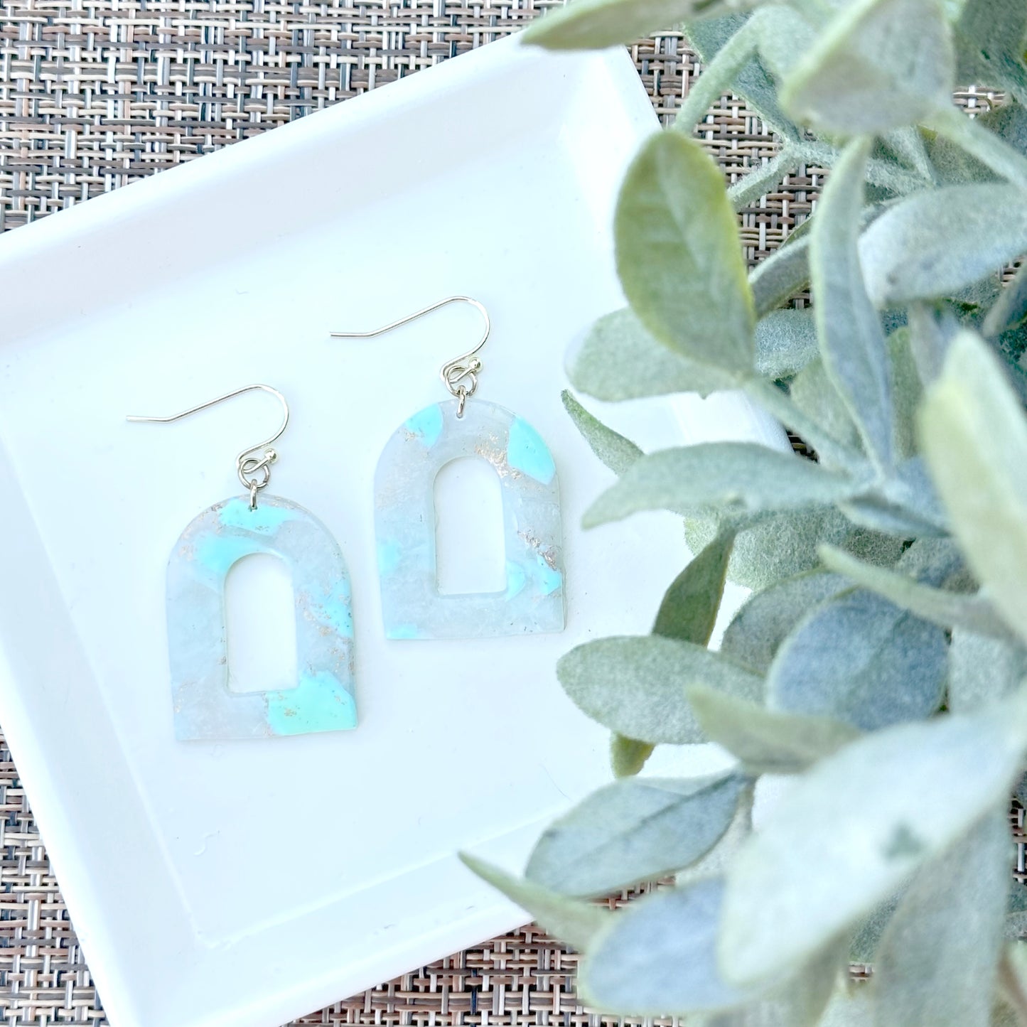 Mint Translucent Arch Earrings
