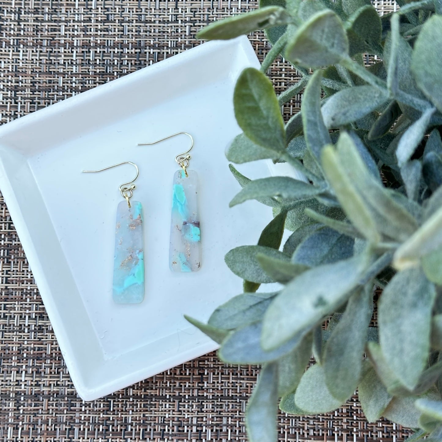 Mint Translucent Obelisk Earrings