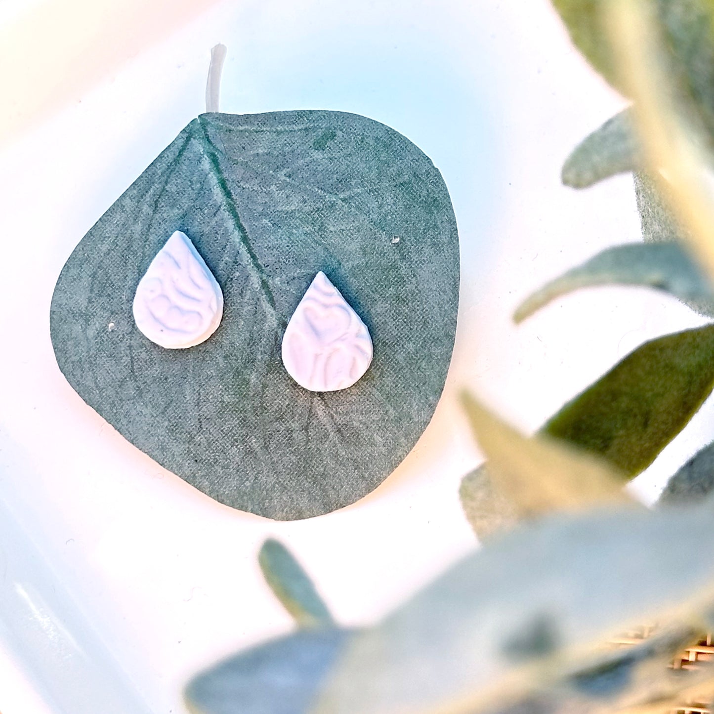 Leafy Teardrop Stud Earrings