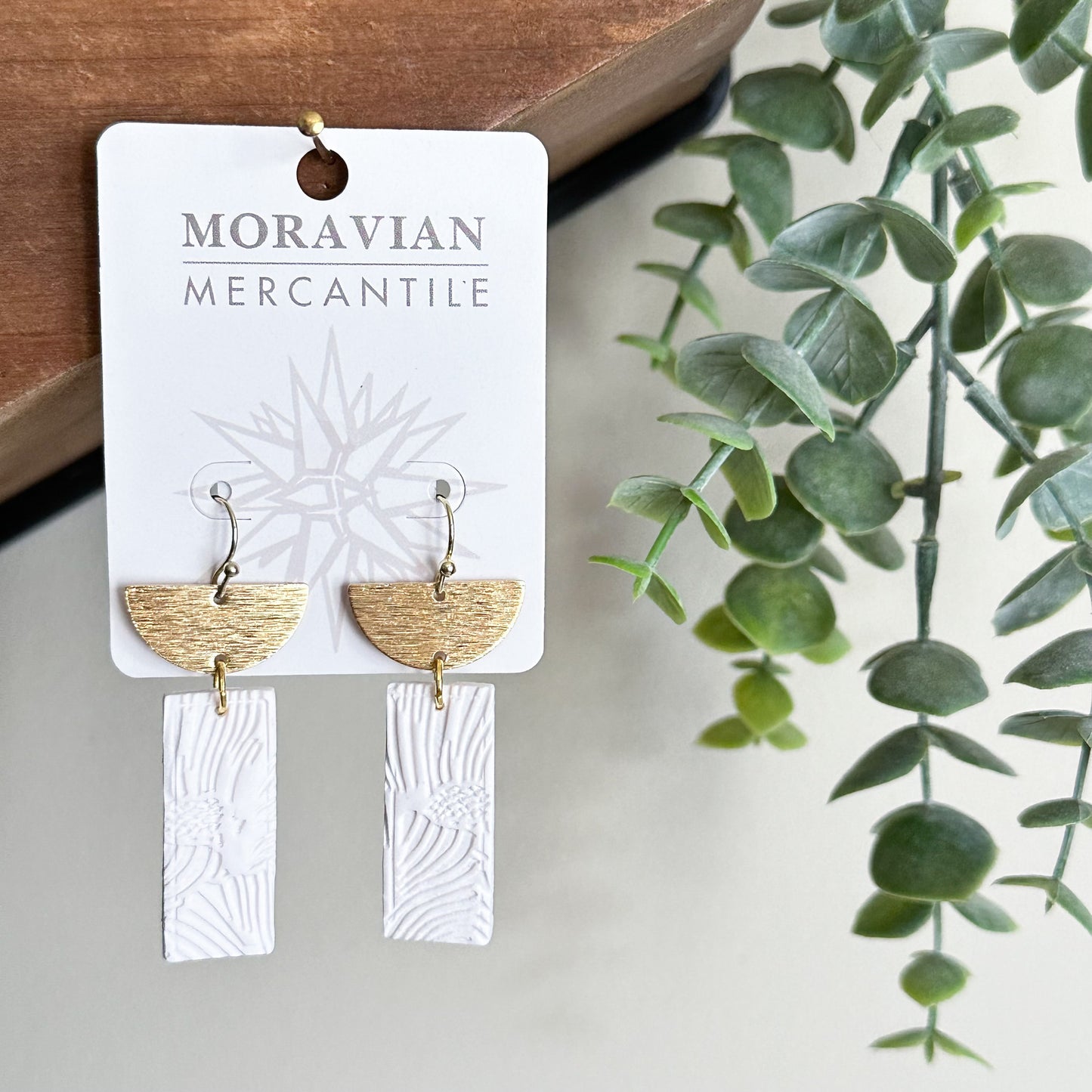 Rectangle Palm Clay Earrings