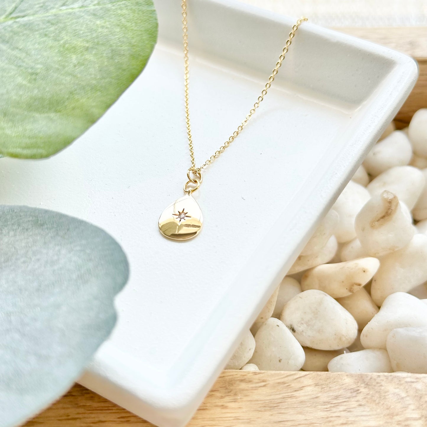 Teardrop Moravian Star Necklace