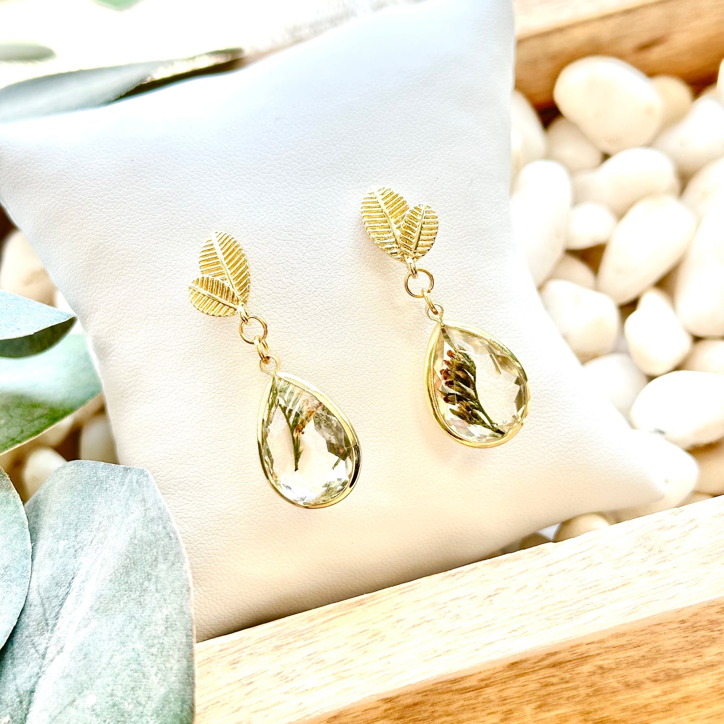 Resin Branch Teardrop Earrings