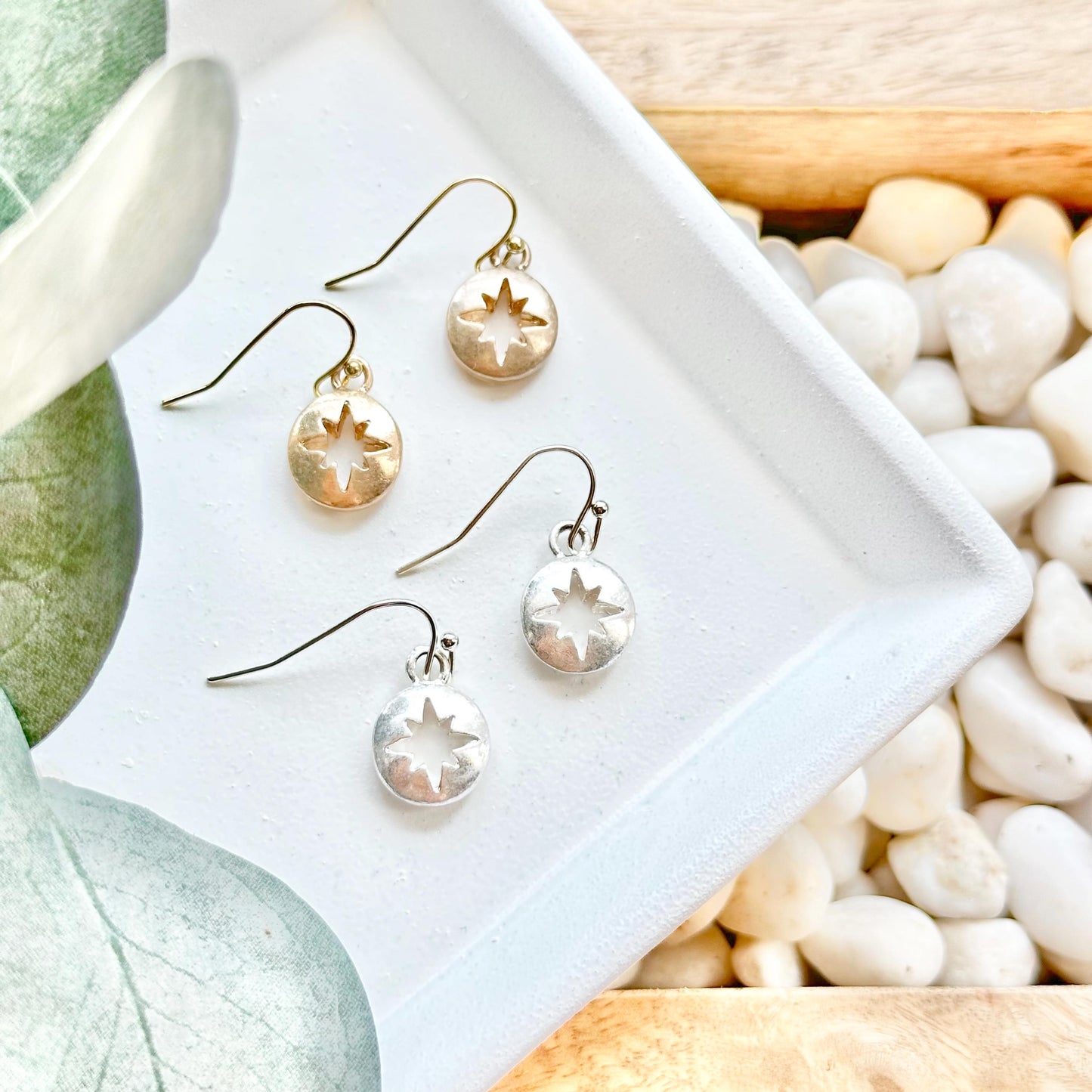 Moravian Star Disc Cut-Out Earrings