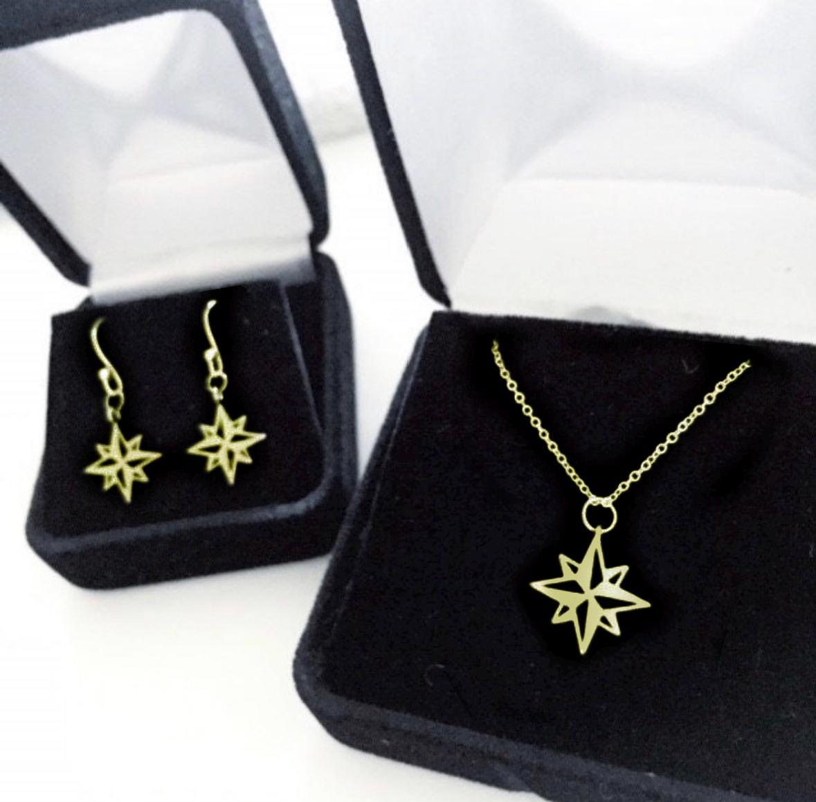 Moravian Star Fine Jewelry - Necklace or Earrings, Gold or Silver