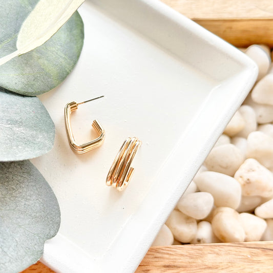 Triple Triangle Hoops Earrings