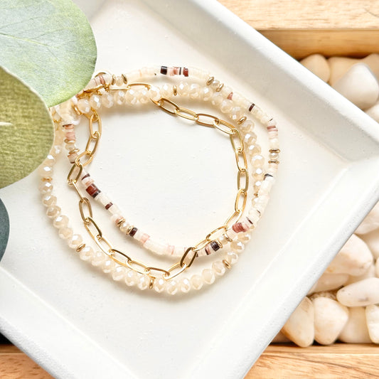 Sadie Bracelet Set, Beige
