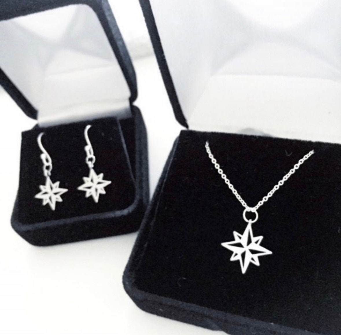 Moravian Star Fine Jewelry - Necklace or Earrings, Gold or Silver