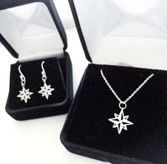 Moravian Star Fine Jewelry - Necklace or Earrings, Gold or Silver