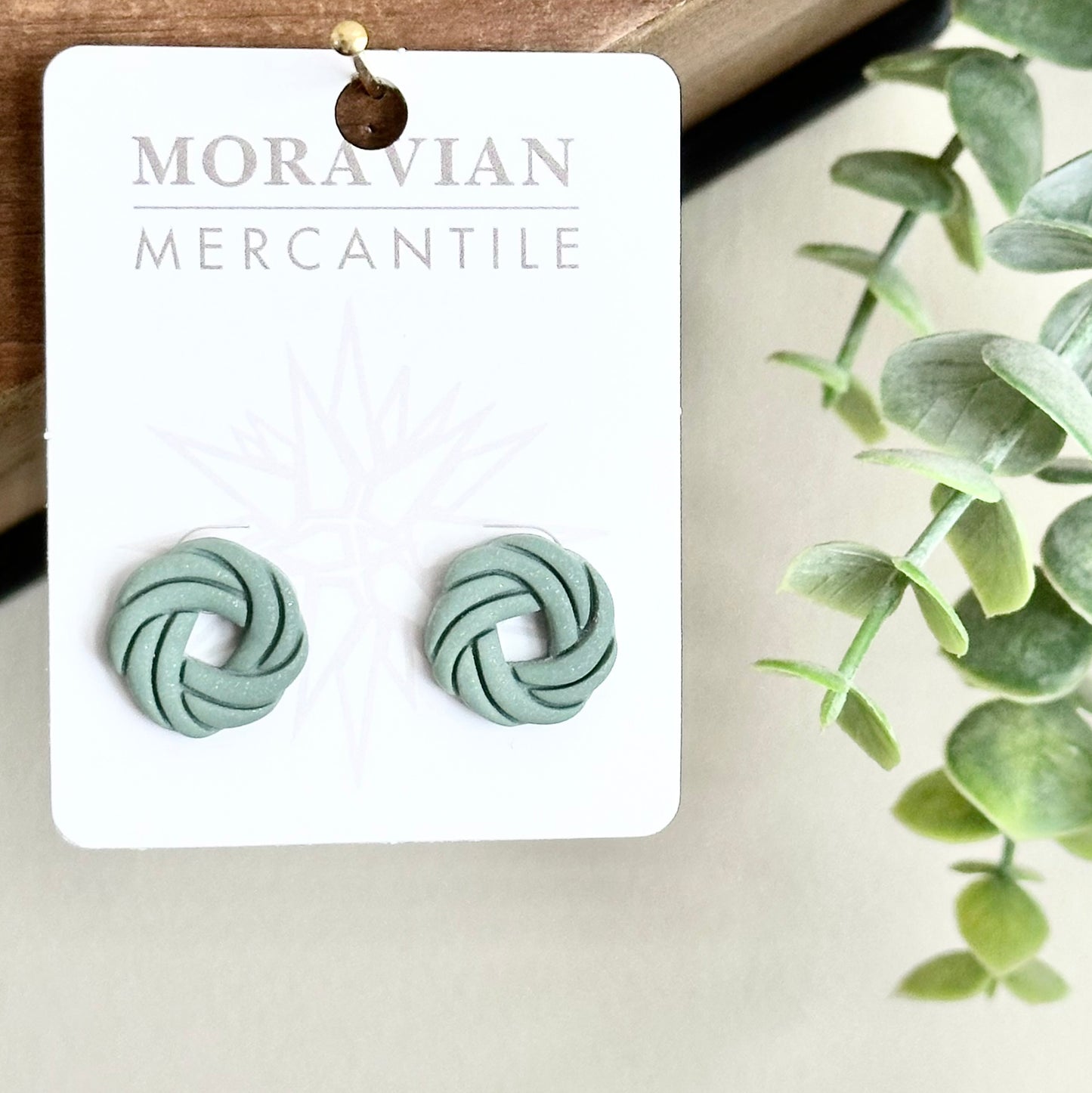 Knot Earrings, Sage