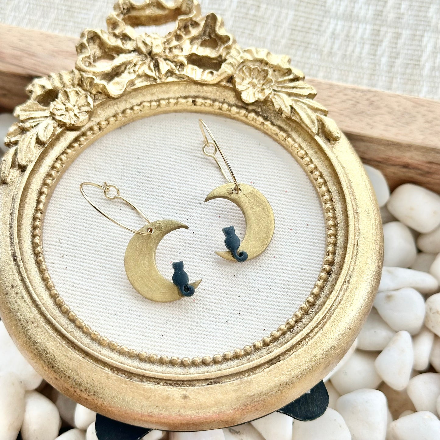 Moon and Cat Earrings