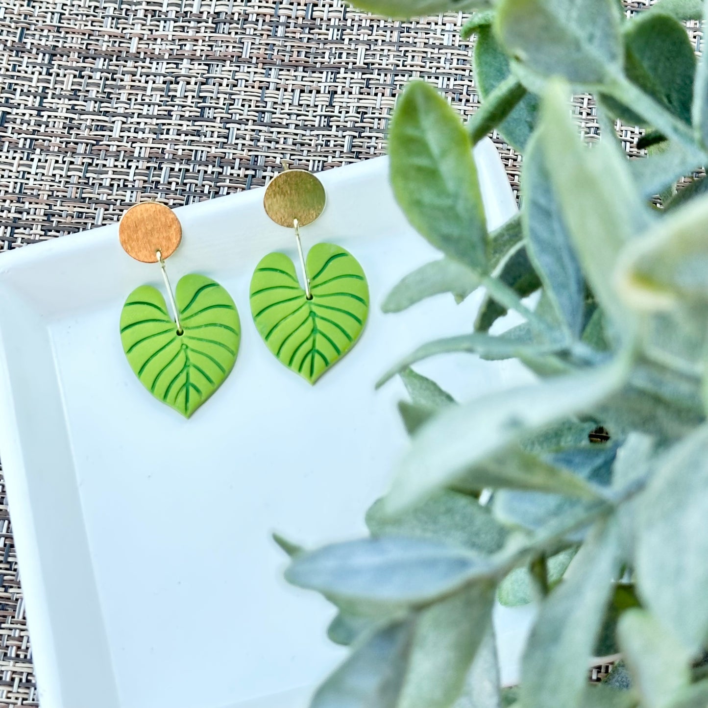 Monstera Clay Earrings