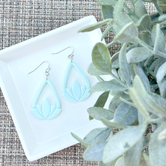 Lotus Teardrop Earrings, Mint