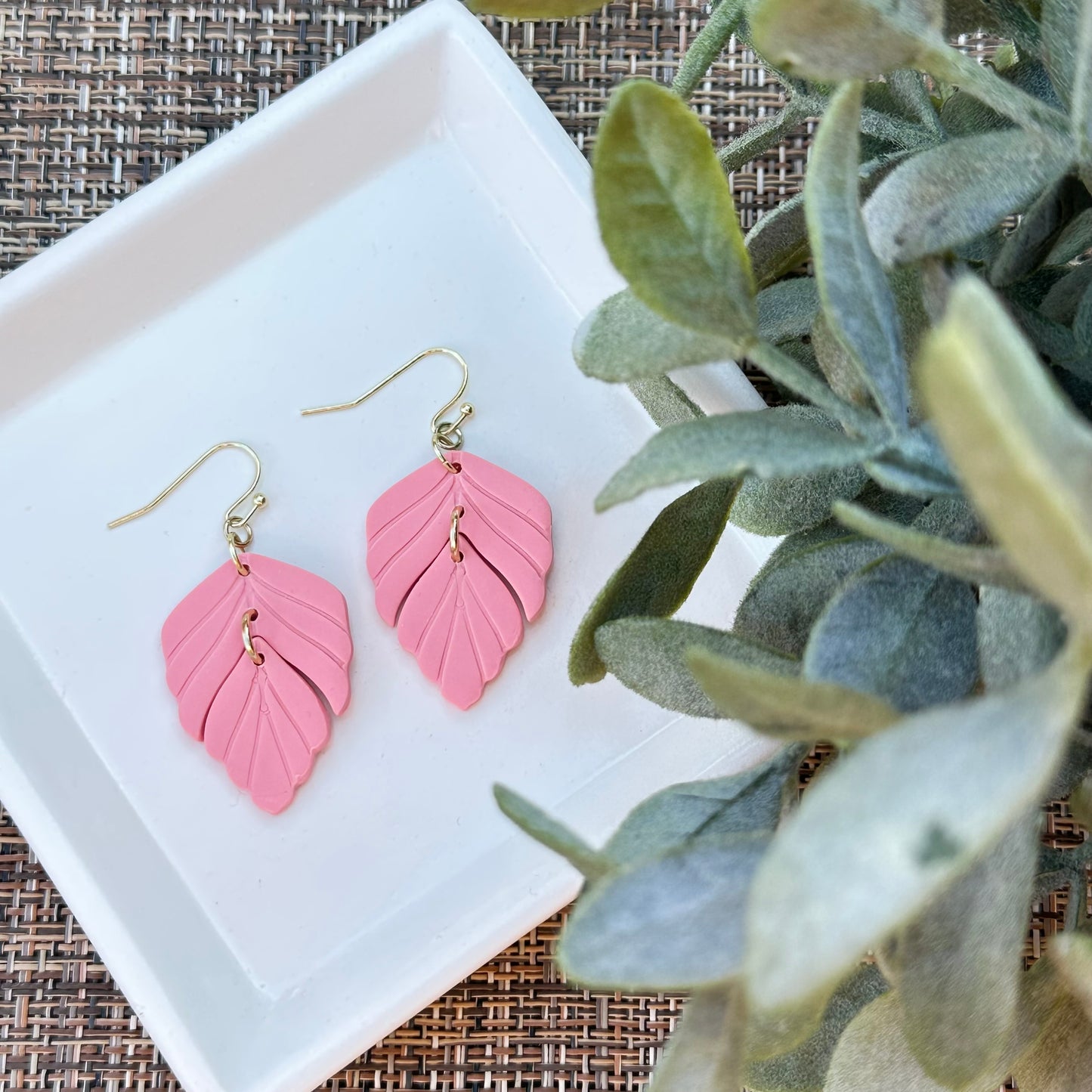Leaf/Petal Earrings, Pink