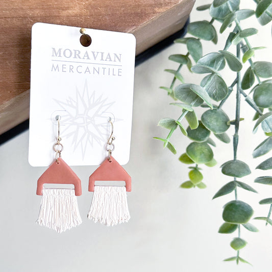 Clay Macramé Pointed Earrings