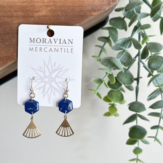 Hexagon Faux Stone Fan Earrings