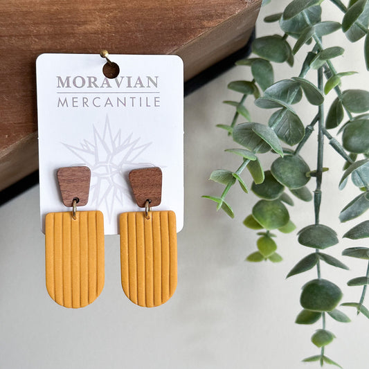 Stripe Arch Wood Post Earrings