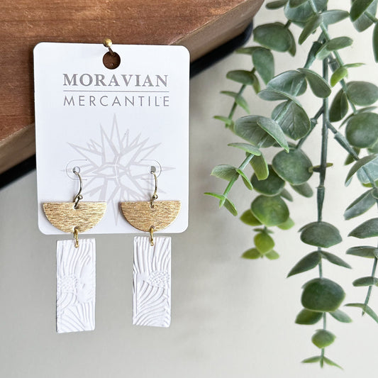 Rectangle Palm Clay Earrings