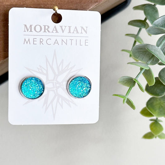 Blue Druzy-Style Earrings