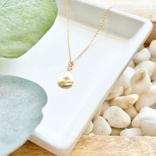 Teardrop Moravian Star Necklace