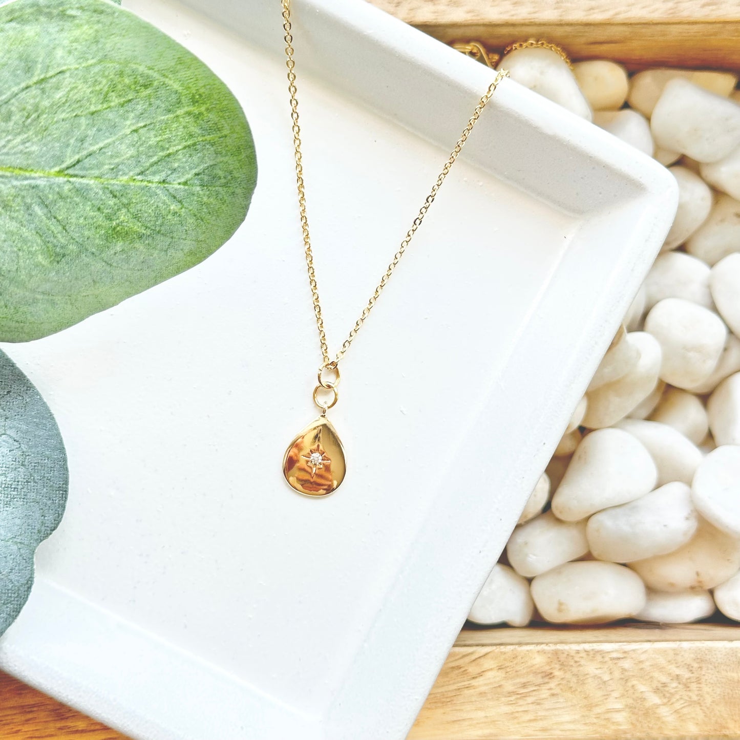 Teardrop Moravian Star Necklace