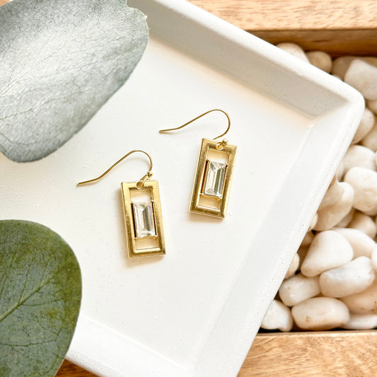 Emerald Cut Rectangle Earrings