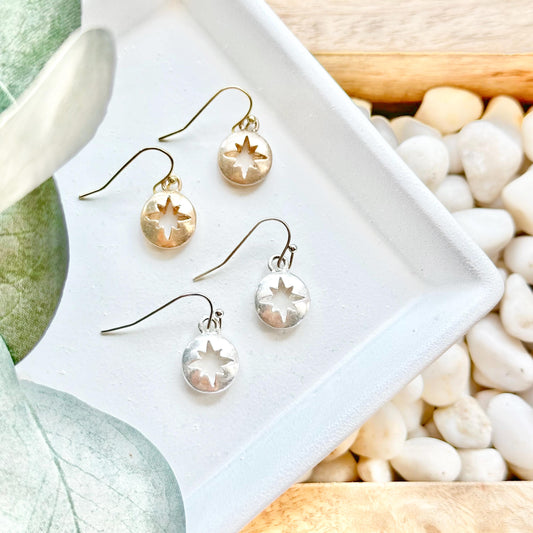 Moravian Star Disc Cut-Out Earrings