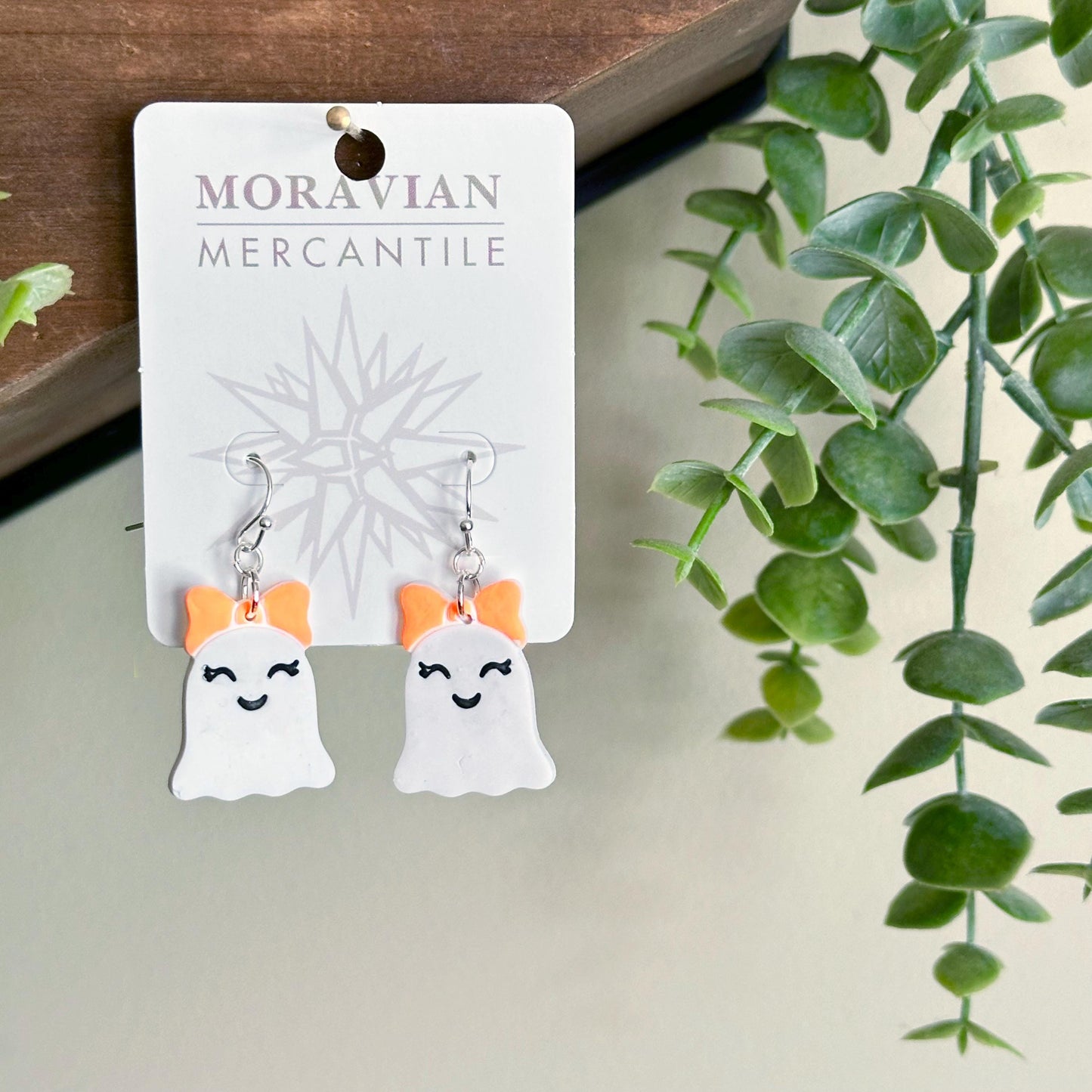 Bow Ghost Earrings - Fluorescent Orange