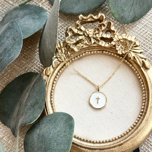 White Cross Necklace